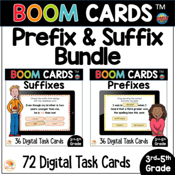 Preview of Prefixes and Suffixes BOOM CARDS Task Cards Activities | Digital Resources
