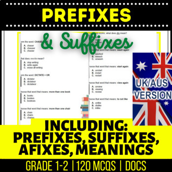 Preview of Prefixes and Suffixes Fillables: Using Affixes, Word Meaning UK/AUS English