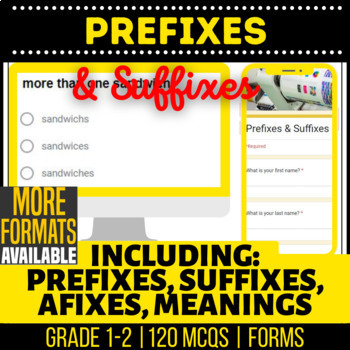 Preview of Prefixes and Suffixes Google Forms | Grammar for Grade K 1 2 | Digital Resource