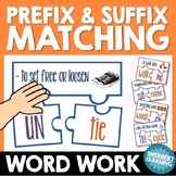 Prefixes & Suffixes Matching Game - Word Work Activity + R