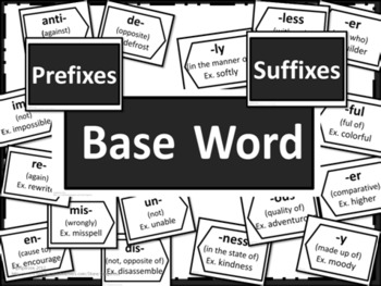 Preview of Prefixes and Suffixes Poster Set - Black and White