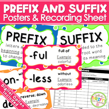 Preview of Prefixes & Suffixes Posters Worksheet Affixes Word Work Activity