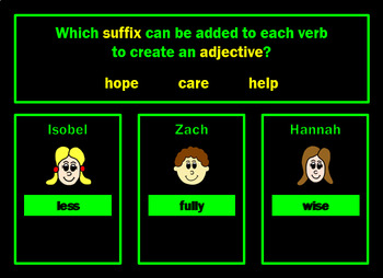 Preview of Prefixes and Suffixes Powerpoint Game by Grammatickx