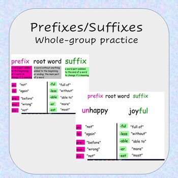 Preview of Prefixes and Suffixes Practice (flipchart)