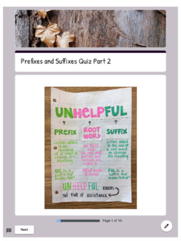 Preview of Prefixes and Suffixes Quiz Part 2 Google Form - Digital Learning