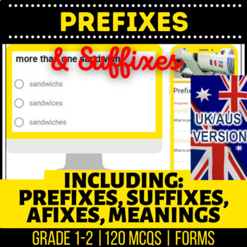 Preview of Prefixes and Suffixes Self Grading Forms: Affixes, Word Meaning UK/AUS English