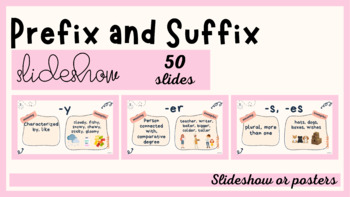 Preview of Prefixes and Suffixes Slideshow and/ or 50 Posters