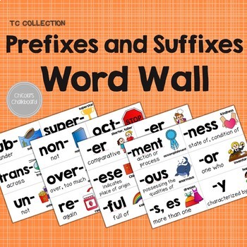 Preview of Prefixes and Suffixes Word Wall - From the TC Collection