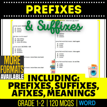 Preview of Prefixes and Suffixes Word Worksheets Incl Determining Meanings K 1st 2nd Grade