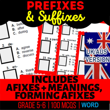 Preview of Prefixes and Suffixes Workbook Forming Affixes, Meaning UK/AUS Spelling