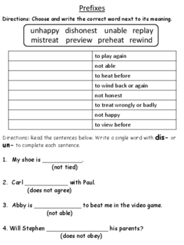 Prefixes and Suffixes Worksheet - Great for a grade or practice | TpT