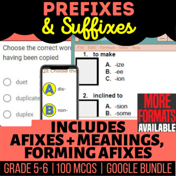 Preview of Prefixes and Suffixes Review | Google Docs Forms Slides | Digital Resources