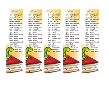 Preview of Prefixes and Suffixes bookmark