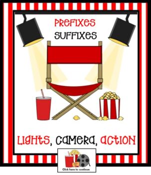 Preview of Prefixes and Suffixes Lights, Camera, Action SMARTBOARD