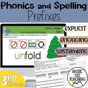 Preview of Prefixes digital and print phonics and spelling lessons
