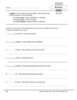 Prefixes: inter-, trans-, circum- by Evan-Moor Educational Publishers