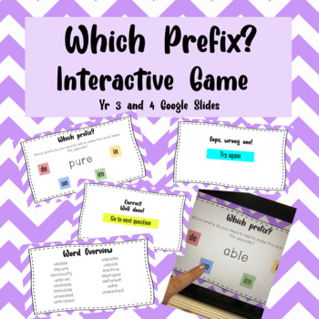 Preview of Prefixes - un, de, in, im - Interactive Game - Yr 3 and 4