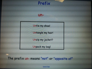 Preview of Prefixes (un-   re-  pre-  mis- )