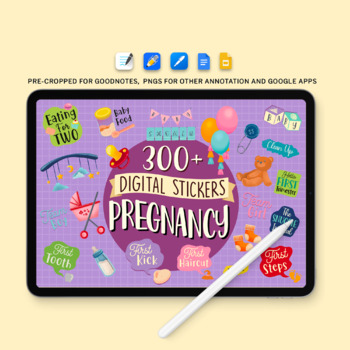Preview of Pregnancy Digital Sticker Pack, 300+ png Funny New Mom Stickers