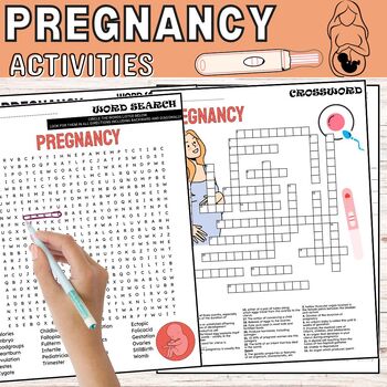 Preview of Pregnancy Fun Worksheets,Puzzles,Wordsearch & Crosswords