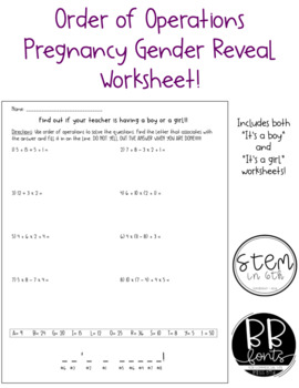 Preview of Pregnancy Gender Reveal Worksheet
