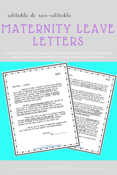 Preview of Maternity Leave Letter Pack (editable)