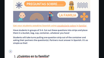 Preview of Preguntas sobre la familia (Questions about family)