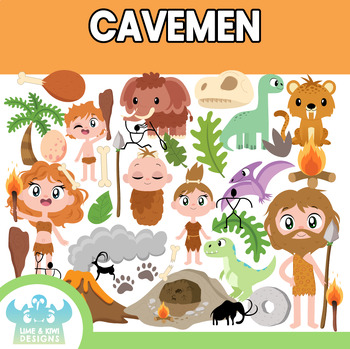 Preview of Prehistoric Caveman Clipart (Lime and Kiwi Designs)