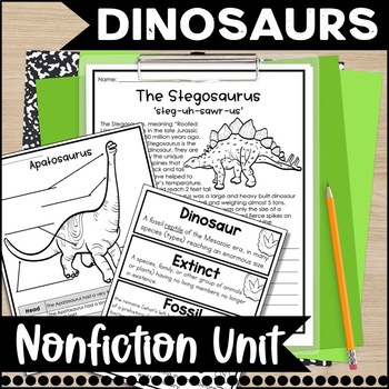 Preview of Dinosaurs Nonfiction Unit Reading Passages Comprehension Writing Science