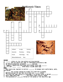 Prehistoric Times Crossword or Web Quest by Vagi s Vault TPT