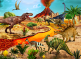 Prehistoric world Jurassic Picture with dinosaurs