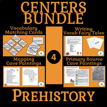 Preview of Prehistory Centers BUNDLE- Vocabulary, Writing, Maps, Primary Sources