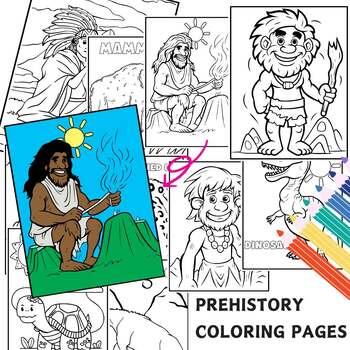 Preview of Prehistory Coloring Pages|Stone Age Coloring