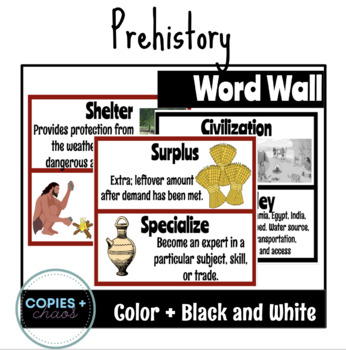 Preview of Prehistory (Early Humans + Stone Age) Word Wall | Ancient Civilizations