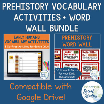 Preview of Prehistory and Early Humans Vocabulary Activity Set and Word Wall Bundle