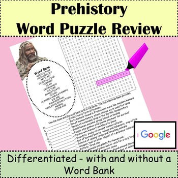 Preview of Prehistory Word Puzzle Review (Freebie)
