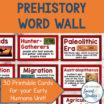 Preview of Prehistory Word Wall | Early Humans + Stone Age