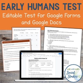 Preview of Prehistory and Early Humans Test for Google Drive | Study Guide Unit Assessment
