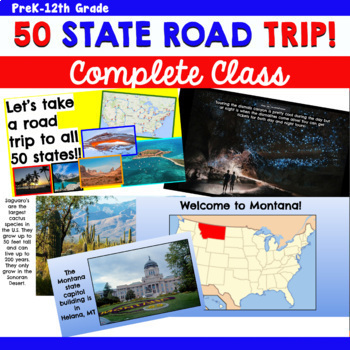 Preview of Prek - 12th Grade 50 State Road Trip CLASS!! [Learn to Wander ]