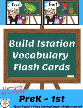 Preview of Prek-1st Build Istation Vocabulary Flash Cards  (42 cards)