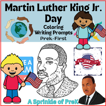 Preview of Prek-First Grade Martin Luther King Jr. Writing Prompt, MLK Hat, Coloring/Paint