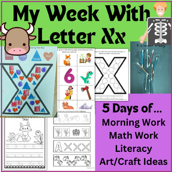 Preview of Letter of the Week Letter X With Math Literacy Art and Center Activities
