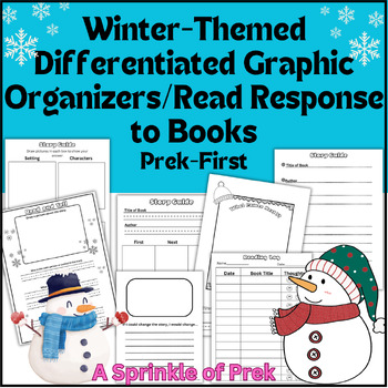Preview of Prek-First Winter Reading Graphic Organizers, Writing Prompts, Literacy Centers