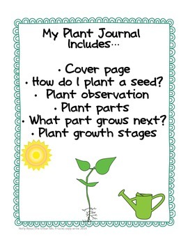 Prek/K Seed Journal & Plant Journal by The Urban Ms. Frizzle | TpT