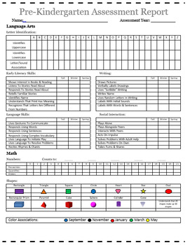 Preview of Prekindergarten Preschool Yearly Assessment Report Advanced