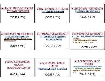 Preview of Preliminary Core 1: Better Health for Individuals COMPLETE CONTENT Flashcards