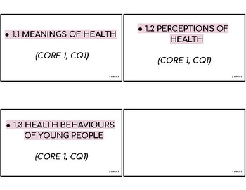 Preview of Preliminary Core 1: Better Health for Individuals SYLLABUS ONLY Flashcards
