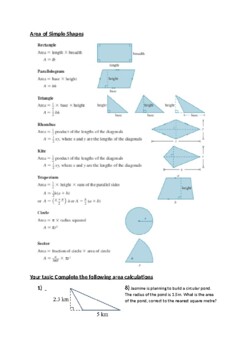 Preview of Preliminary Standard 2 Mathematics - Area, Surface Area and Volume topic booklet