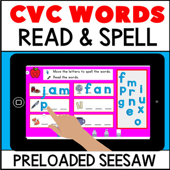 Preloaded Seesaw EASY CVC Word Work Activities: Read Spell Write