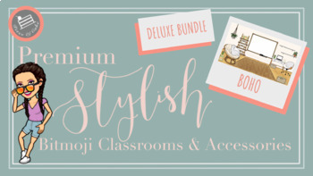 Preview of Premium Bitmoji Classroom/Office Bundle - STYLISH BOHO AESTHETIC
